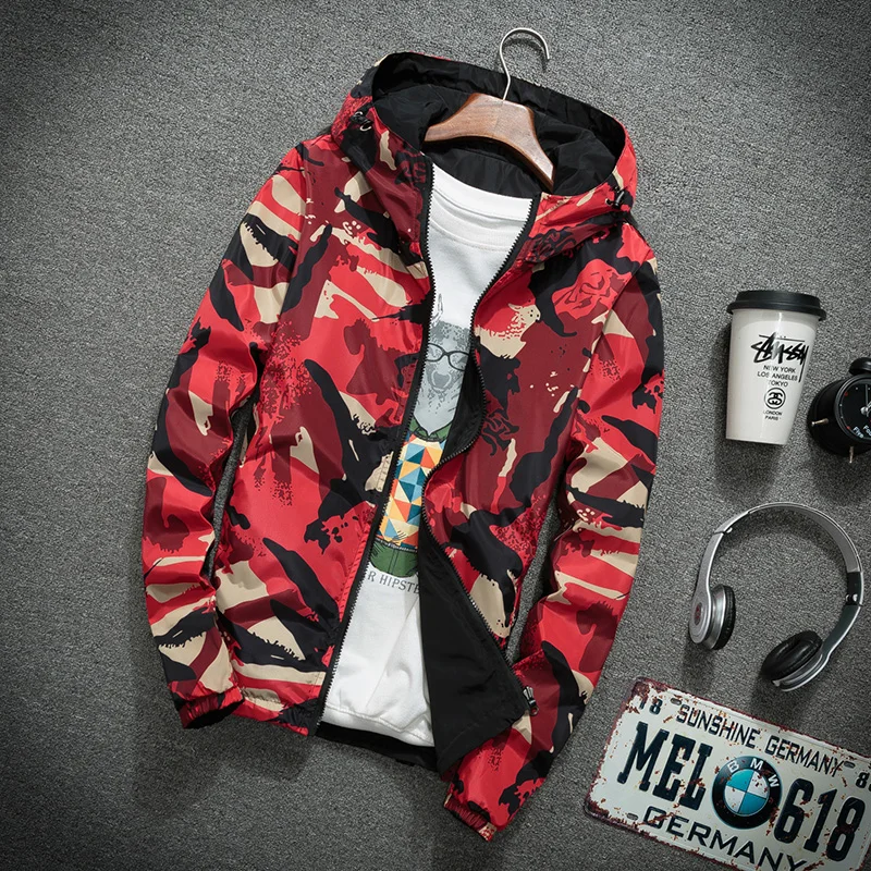 Мужские пальто мужская двусторонняя повседневная куртка камуфляжной расцветки