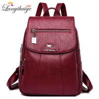 3 in 1 vintage backpack women high capacity leather shoulder bags large capacity travel backpack school bags for teenage girls