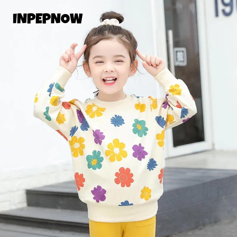

INPEPNOW 2021 Autumn New Cute Girls Hooded Sweatshirt for Kids Winter Clothes Cotton O Neck Long Sleeve Baby Hoodies 1-8Y WY113