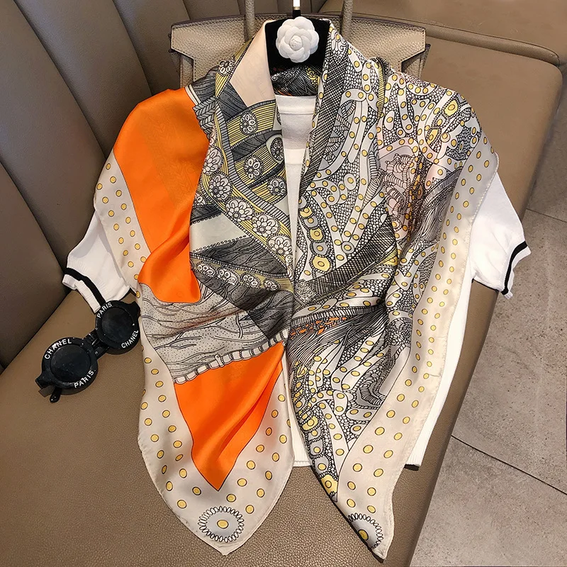 Женская элегантная шаль с принтом в горошек из пашмины эшарп бандана платок