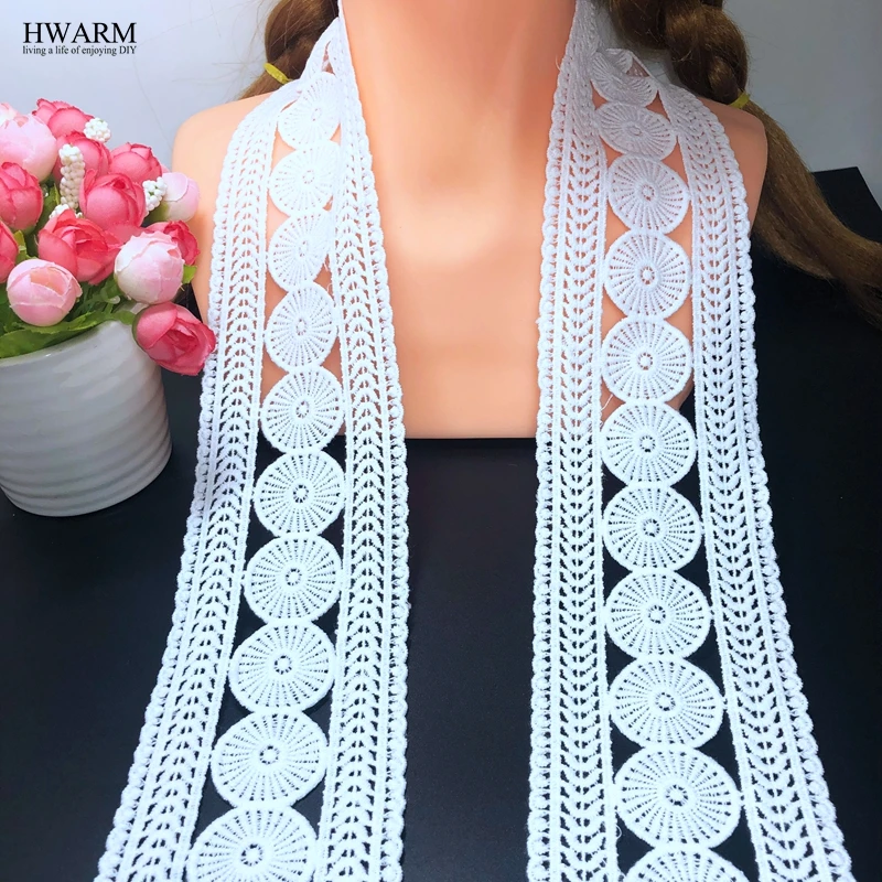 5 ярдов/лот 7 см белого цвета в африканском стиле кружевная ткань лентой отделка