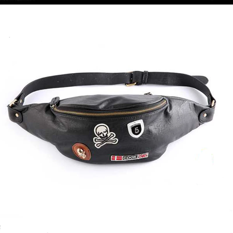 Высококачественная кожаная поясная сумка с заклепками для мужчин модная