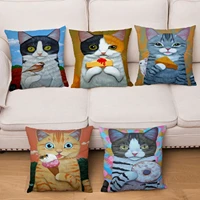 cartoon cats print cushion cover ryan conners super cute cat pillow covers short