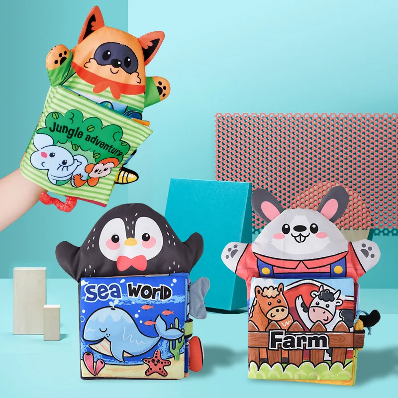 

Baby Toy Soft Animal Cloth Book Animal Hand Puppet Early Educational Toy Parent Child Interaction Toy For Children