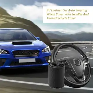 Car Steering Wheel Braid Cover Soft Texture Car Covers With Needles And Thread Artificial Leather Car Styling Covers