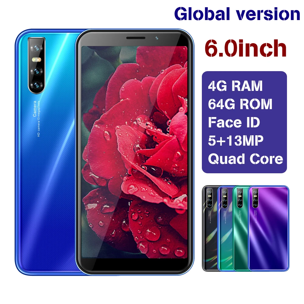 

M01 Global Version Smartphones Quad Core Mobile Phones Android 4G RAM 64G ROM 2Sim 6.0" 13MP Face Unlocked Celulares Cell phones