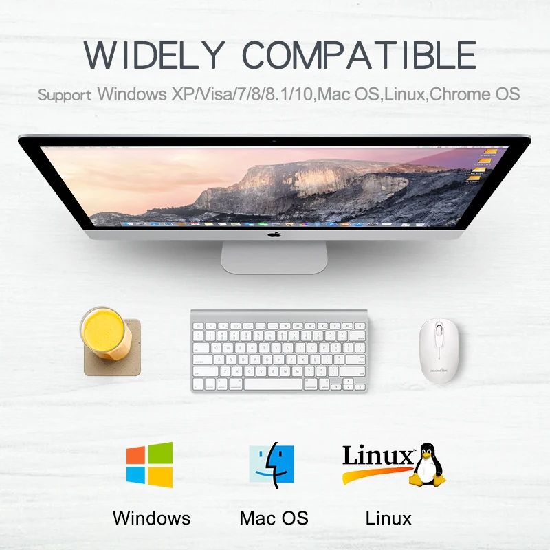 Rocketek USB беспроводная мышь 2,4G 1600 dpi 3 кнопки эргономичная Для imac pro macbook ноутбук ПК оптическая мини мышь Бесшумная