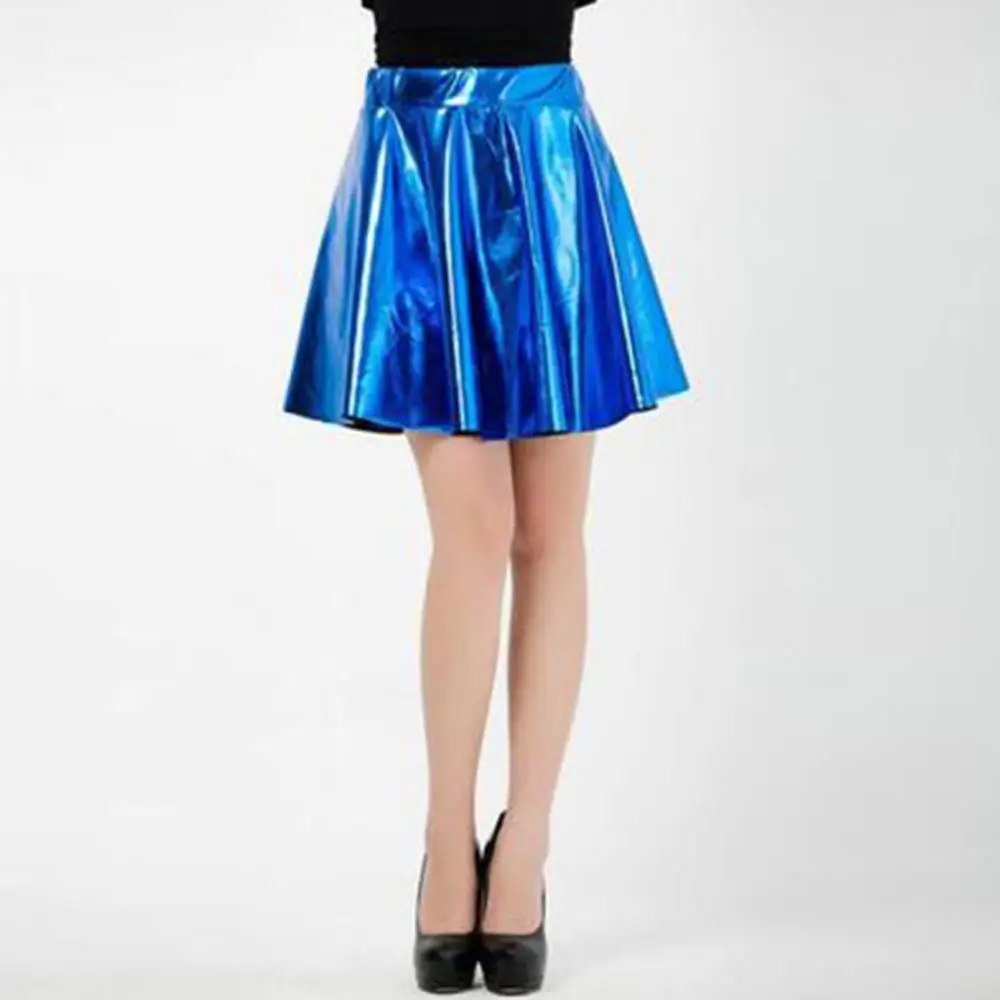 Женская юбка модная мягкая удобная кожаная расклешенная плиссированная круг