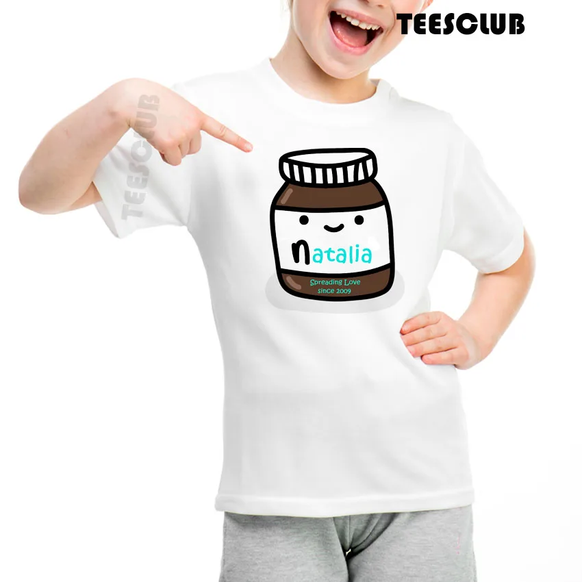 Детская одежда; коллекция года; модная забавная Футболка с принтом Nutella Kawaii; футболка с круглым вырезом для маленьких мальчиков и девочек; крутые летние топы