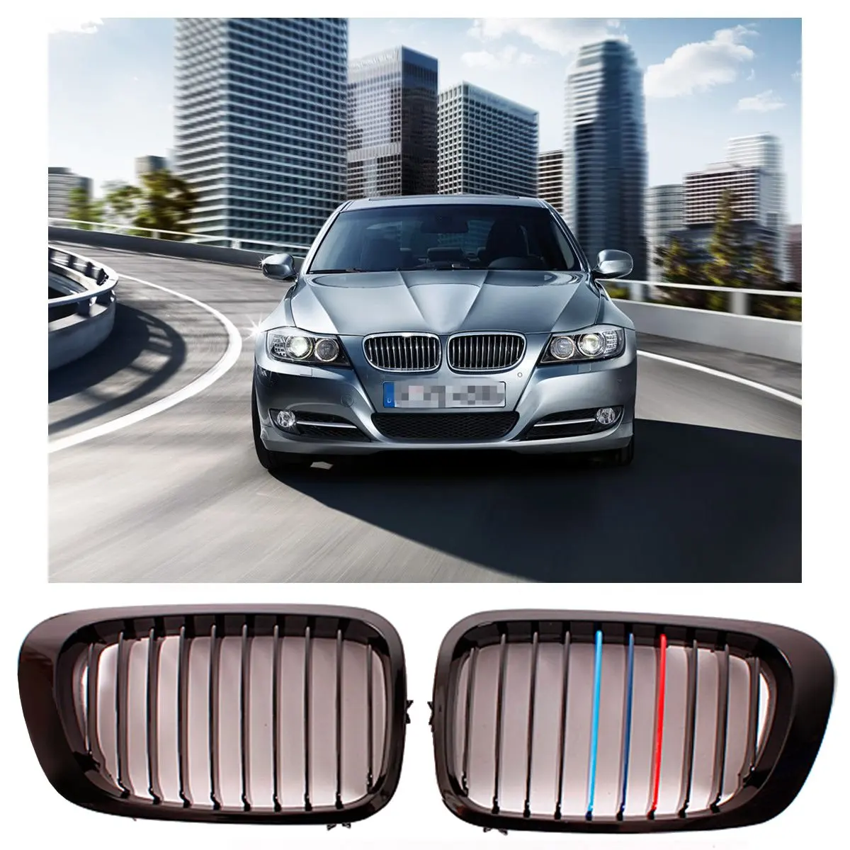 Пара хромированная Автомобильная Передняя решетка для BMW E46 325Ci 330Ci 3-ей серии M3 2