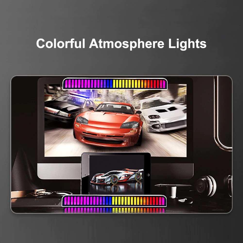 Автомобильная атмосферная лампа 5 уровней 18 режимов Голосовая активация RGB