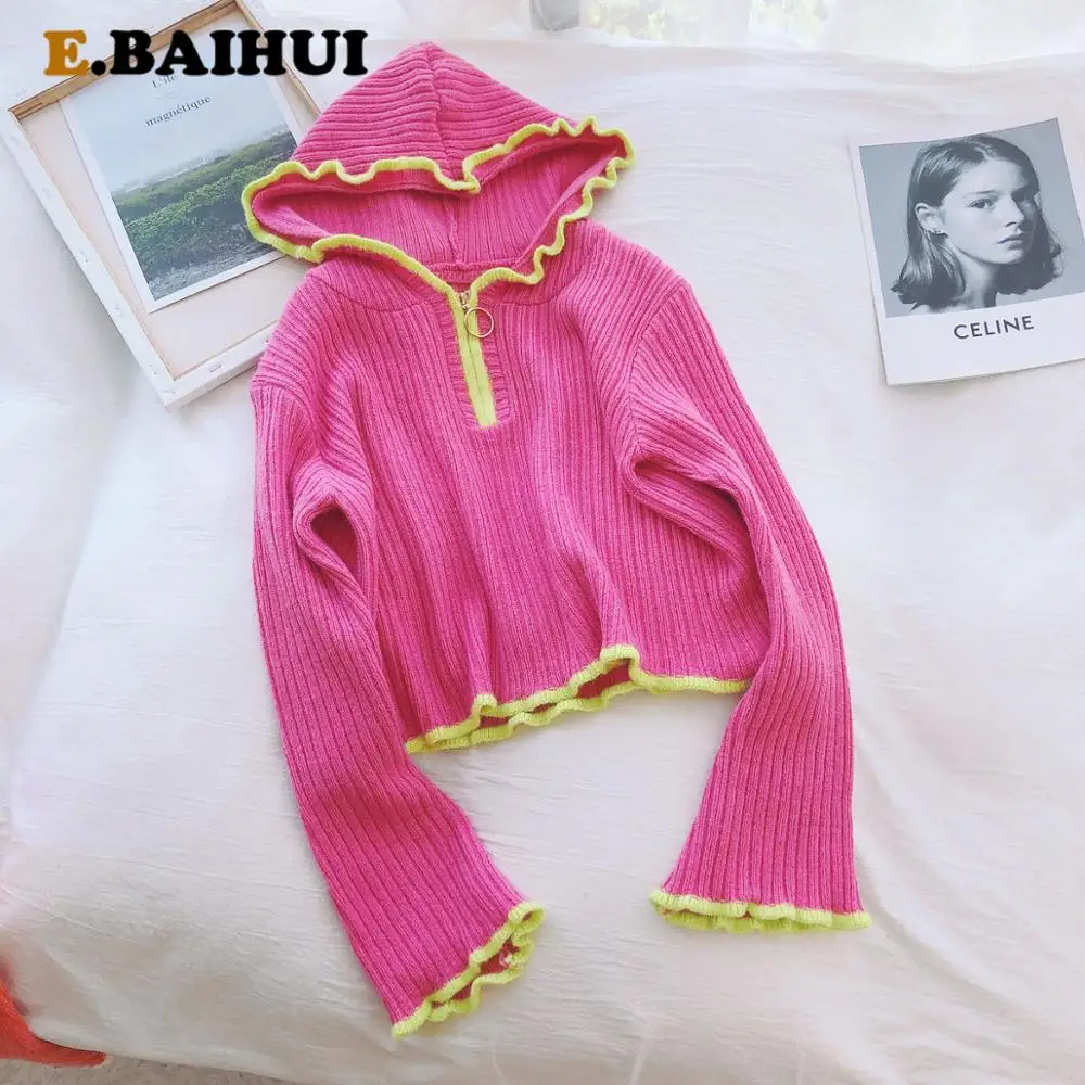 

Свитер с капюшоном, осенне-зимний вязаный джемпер, женские свитера, Повседневная Свободная куртка с длинным рукавом, пуловеры для женщин L1124