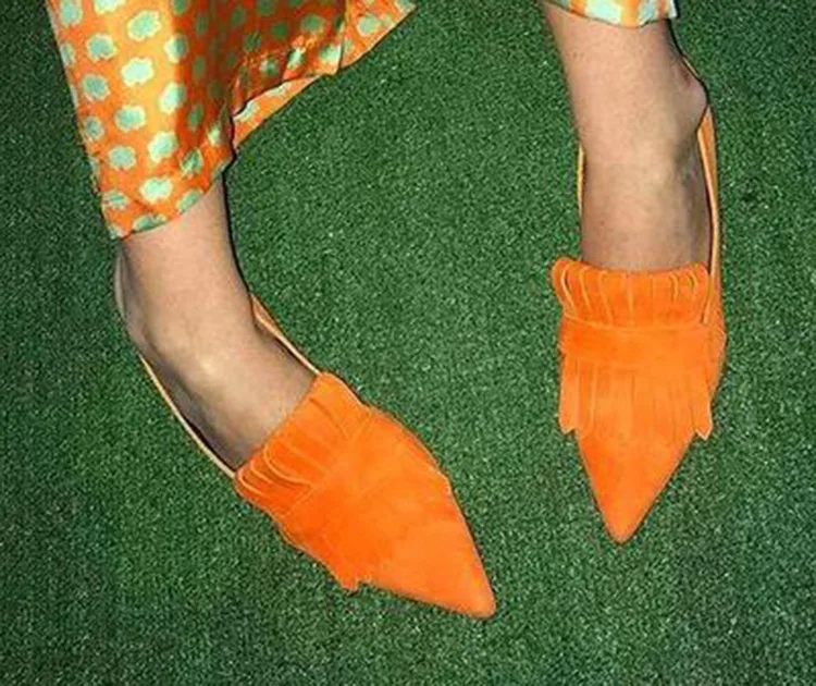 

ZawsThia 2020 autumn summer pointed toe purple yellow contrast color woman's shoes casual flats slip-on women loafers flats shoe