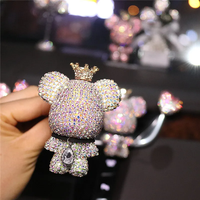 Автомобильный креативный милый медведь украшенный бриллиантами автомобильный