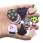 Лидер продаж, 1 шт., подвески для обуви из ПВХ серии Witch, украшения в виде Луны и волшебного шара, аксессуары для обуви, подходят для женщин, Кроксы, сабо для детей, подарки на Рождество jibz