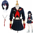 Костюм для косплея из японского аниме убить La KILL Matoi Ryuko, парик, футболка с короткими волосами, юбка, перчатки, пояс, школьная форма, морской морячий костюм