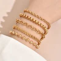 multilayer chain bracelets bangles for women men chunky bracelet couples men hip pop vintage boho jewelry 5pcsset