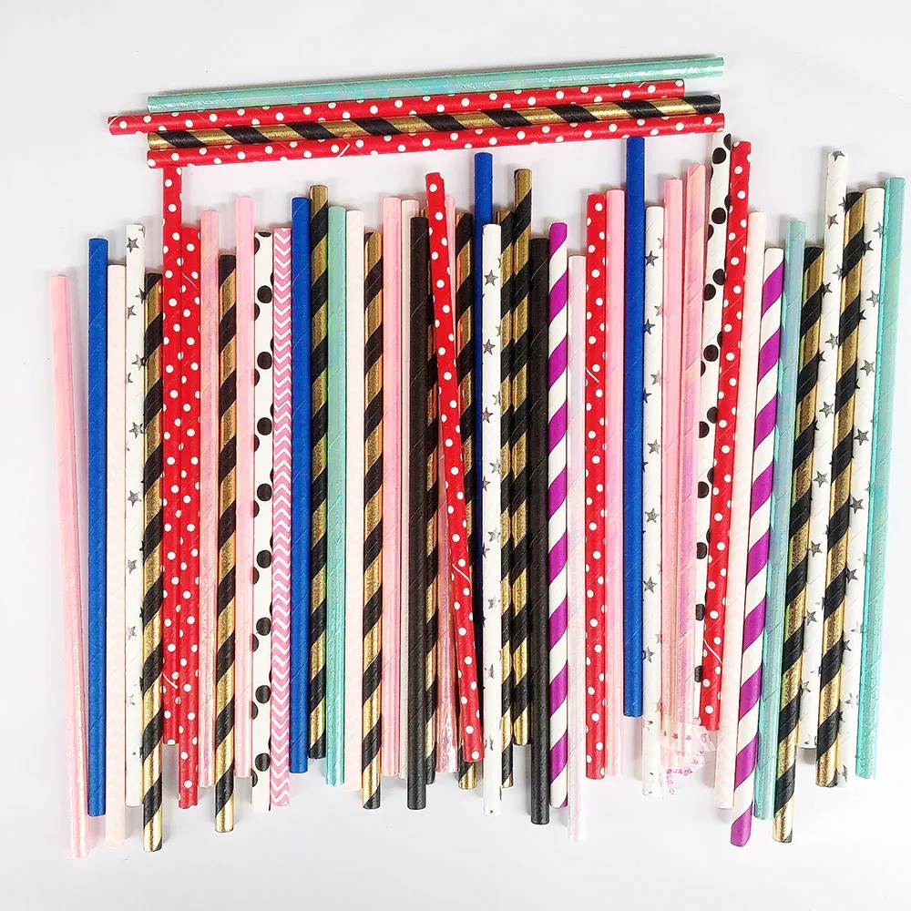 Дешево! 100 шт. в пакете разные стили рандомные цвета стандартные соломинки для