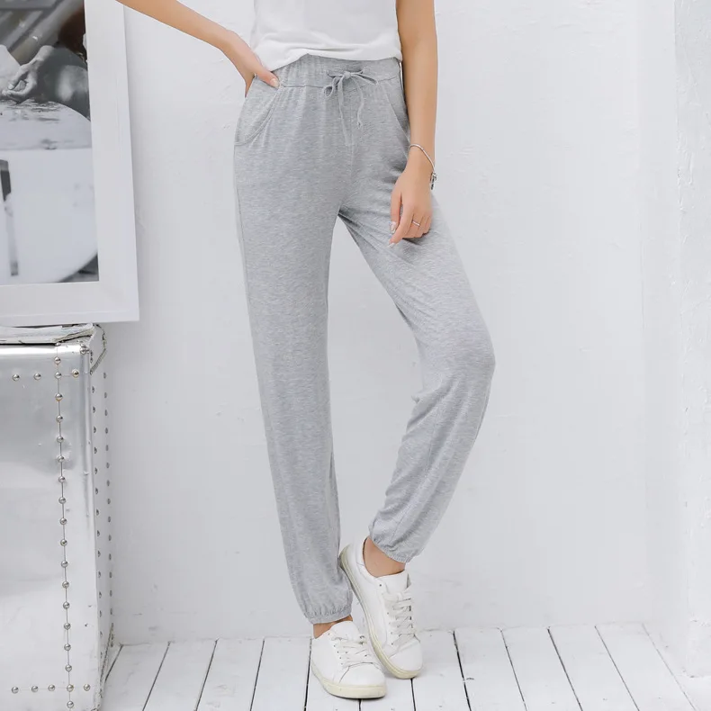 

2020 summer new ladies casual pants loose large size harem pants fitness pants solid color sports pants cotton pants X49