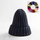 1 шт., шапка унисекс из хлопка, однотонные теплые мягкие вязаные шапки, мужские зимние шапки, женские шапочки, облегающие шапки для