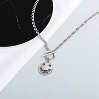 livvy silver color hollow ot smiling face necklace handmade for women elegant hip hop fashion jewelry