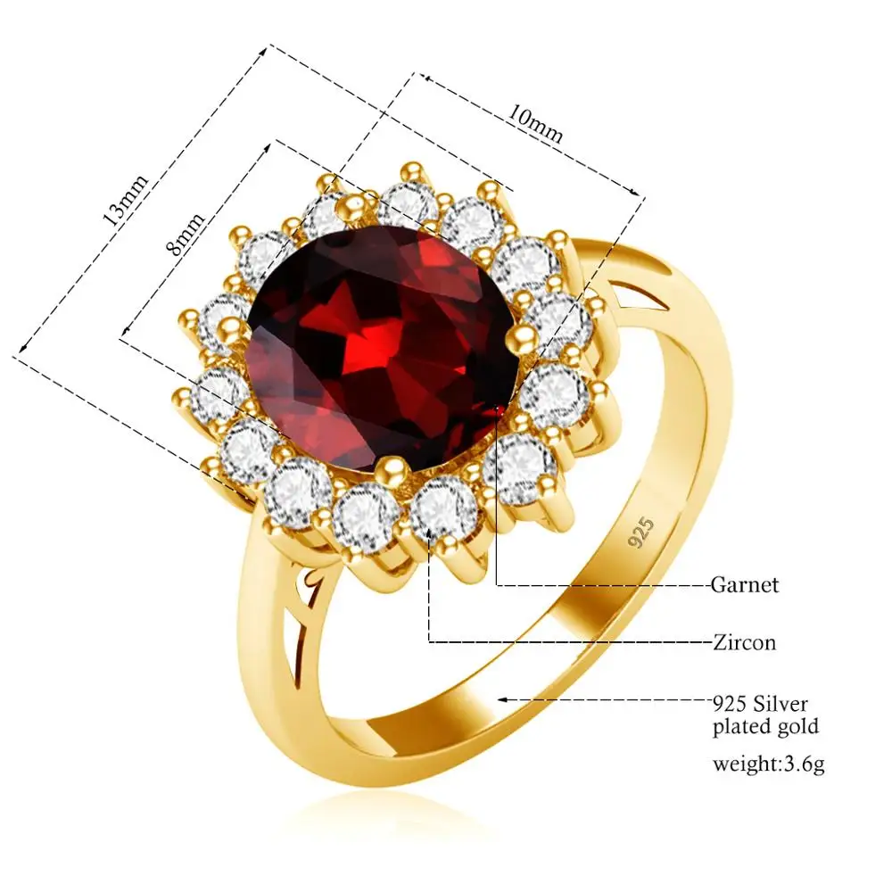

Silver Chakra Big Rings For Women 925 Sterling Silver Ring 14k Gold Jewelry Creative Handmade Flower Garnet Gems Christmas Gift