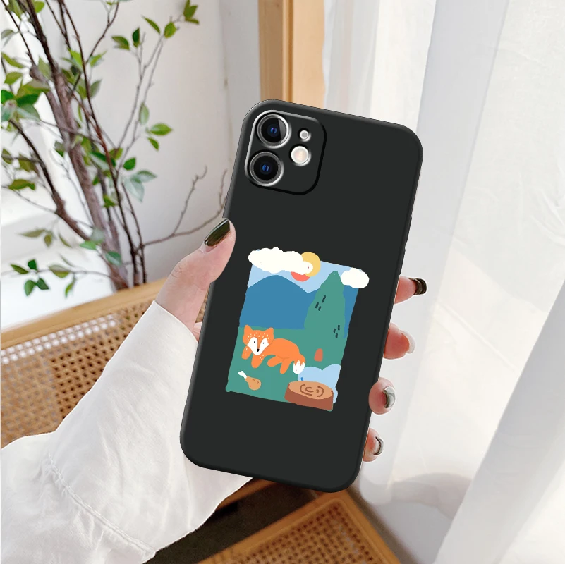 

NOHON Design SE 2020 8 PLUS Back Cover For Apple Iphone 13 Pro Max Case XS MAX XR 12 Mini 11 6S Cartoon Original Liquid Silicone