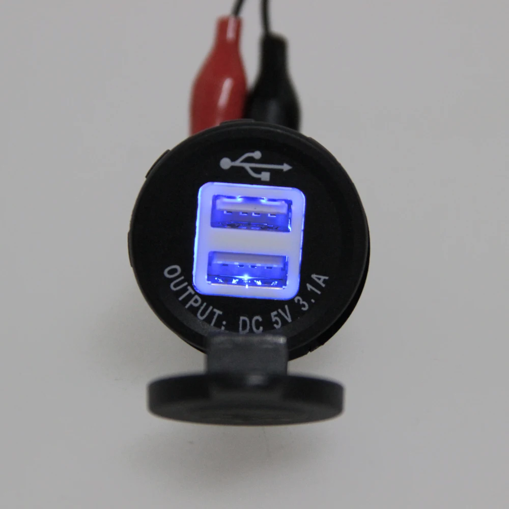 Двойной USB 12V синий светодиодный адаптер для автомобильного зарядного устройства мотоцикла автомобильное USB зарядное устройство Swtich
