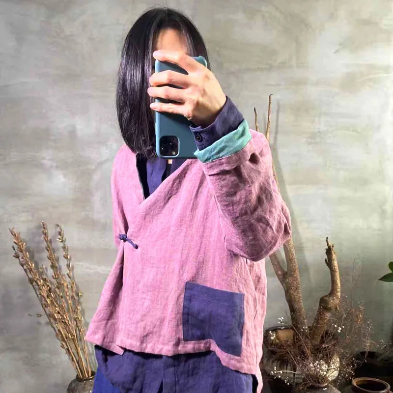 Женские свободные Ретро лоскутные куртки женские винтажные короткие пальто на