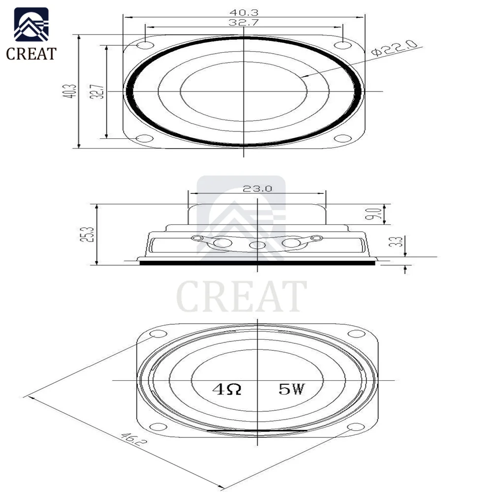 2PCS/Lot 1.5 Inch Internal Magnetic Speaker 4 Ohm 5W Bass Multimedia Small 40mm With Fixing Hole | Электронные компоненты и