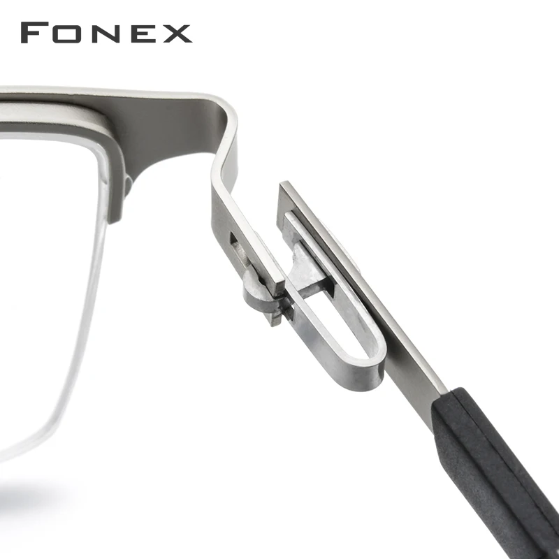 Очки по рецепту из FONEX сплава, сверхлегкие полуоправы, квадратные очки для близорукости, оправа для очков, мужские Силиконовые Оптические очки без винтов 9859