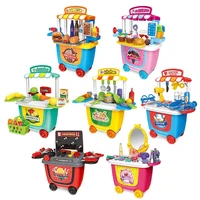 kids pretend play toy trolley doctor tools kitchen toy supermarket shopping ice cream role playing girl toys christmas gift