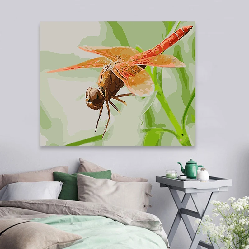 Diy Цифровая живопись окрашенные насекомые Реалистичная Стрекоза креативное