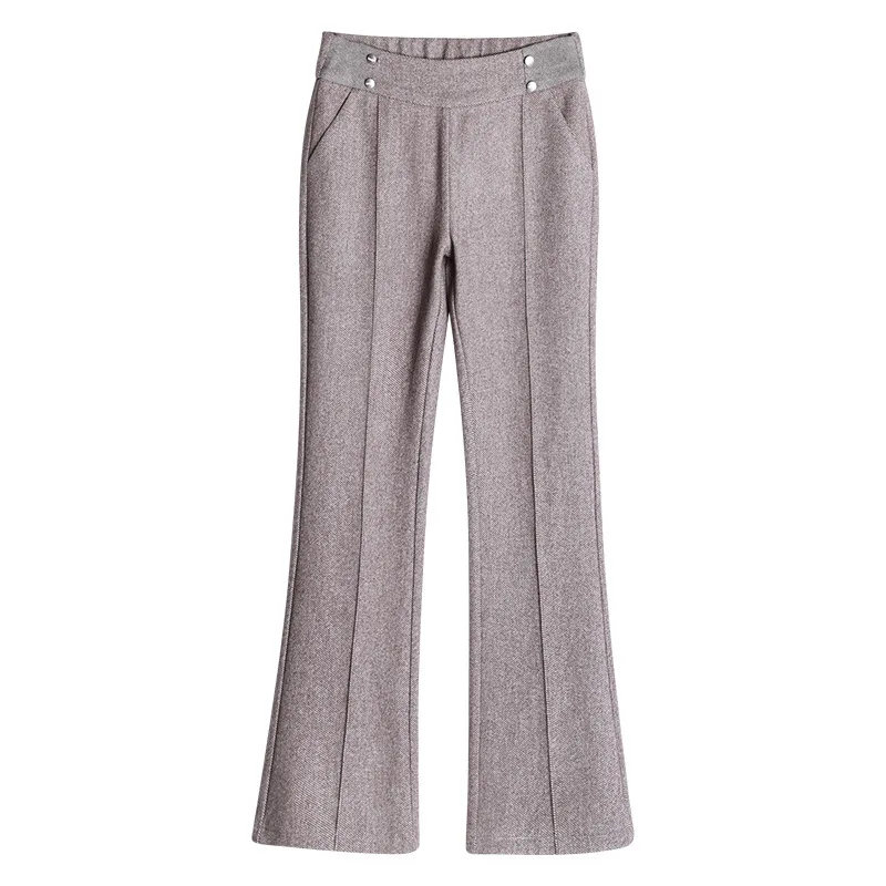 

2020 Autumn Winter Women Flared Pants Fashion Pants Silm Female High Waist Female Oversize Soild Casual Profession Pants