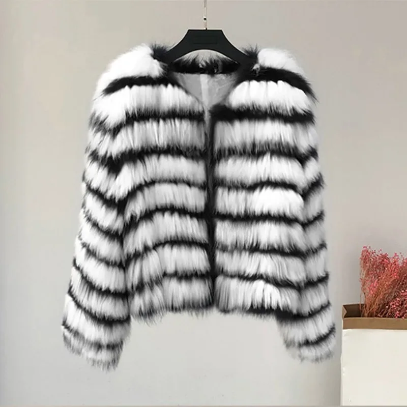 

Autumn and winter new ladies fur coat imitation fox fur cropped top jacket special offer casual top large size seems thin B243