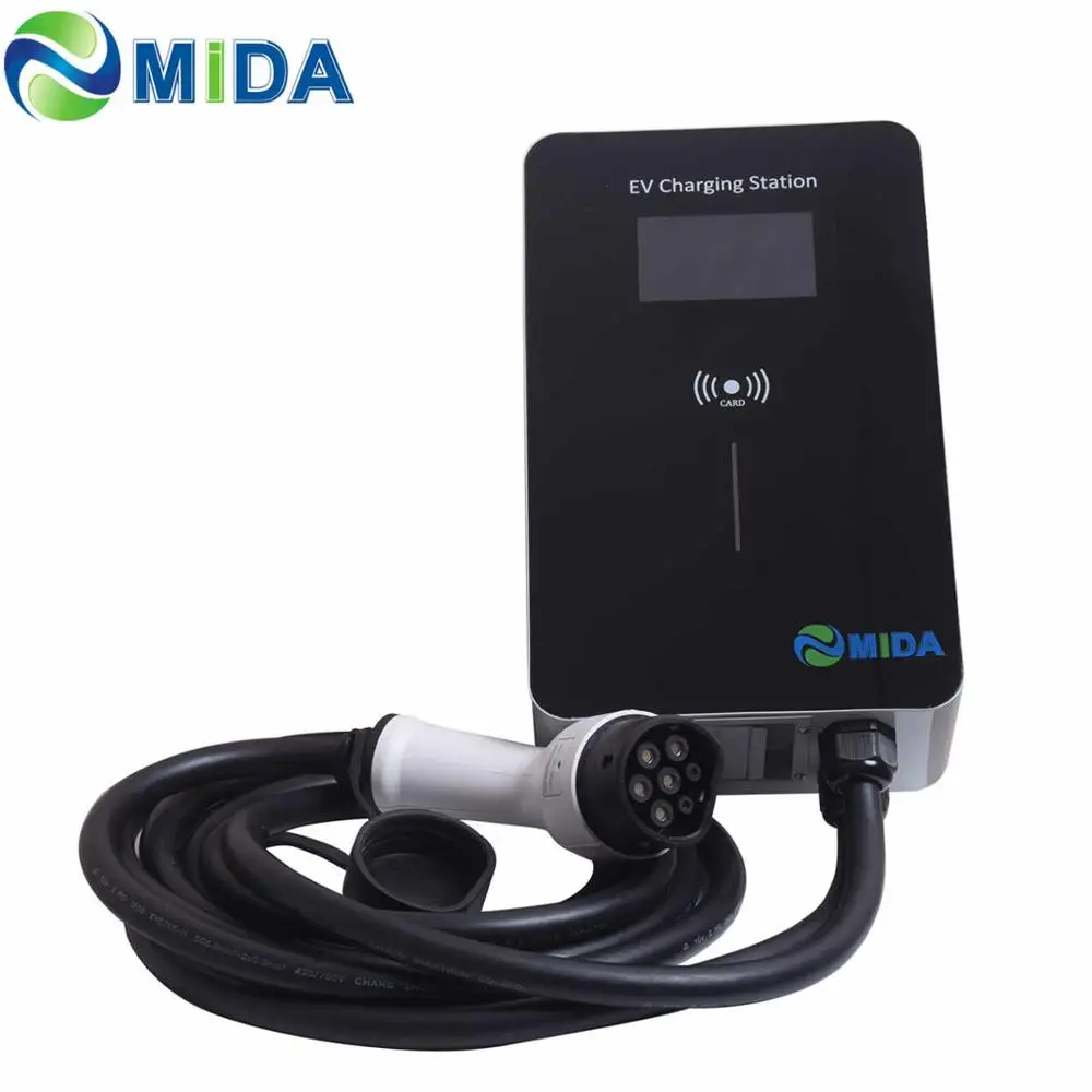 Станция зарядная MIDA EV 3 фазы 16 А 11 кВт EVSE Wallbox RFID карта с RCD типа B 5 м тип 2 зарядный