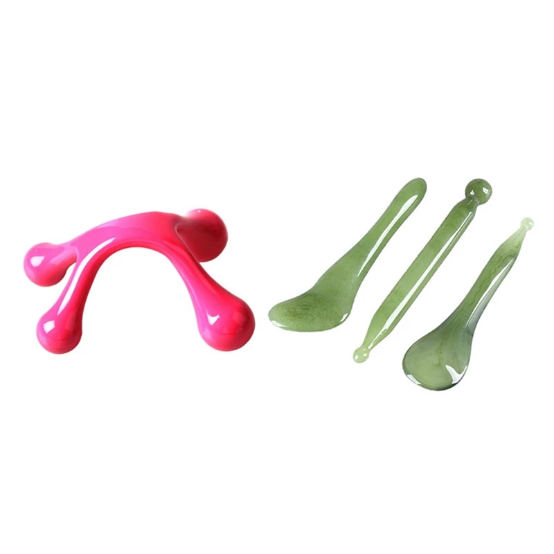 

Practical Hand Held Massager with 1/3Pcs Massage Gua Sha Scraping Board Body Care Massage Tool
