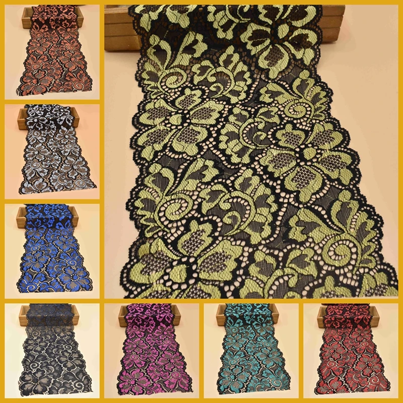 

10 Yard stretch elastic lace ribbon 18CM wide white lace trimmings for sewing embroidered lace trim nigerian african lace fabric