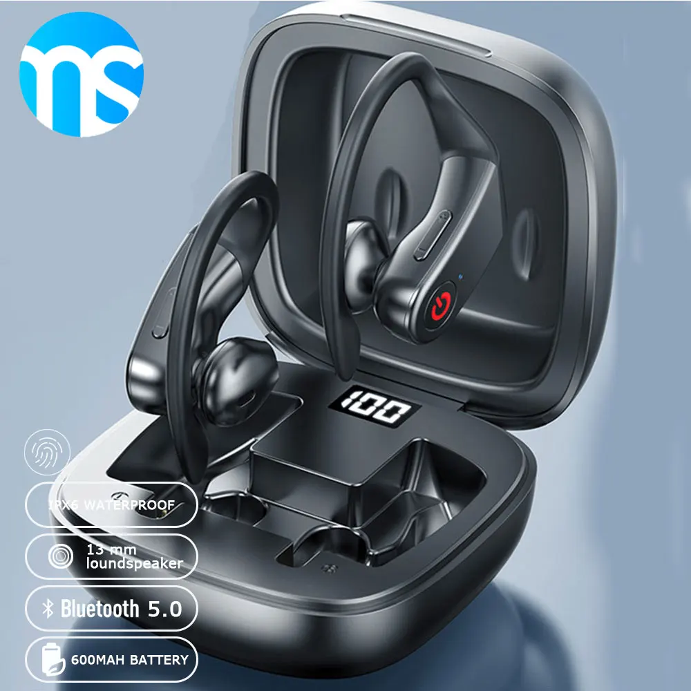 

Ms Hanging Ear Headphone Wireless Bluetooth Sports Running Powerful Chip Business Tws In Ear Earphone Headset Boyfriend Gift