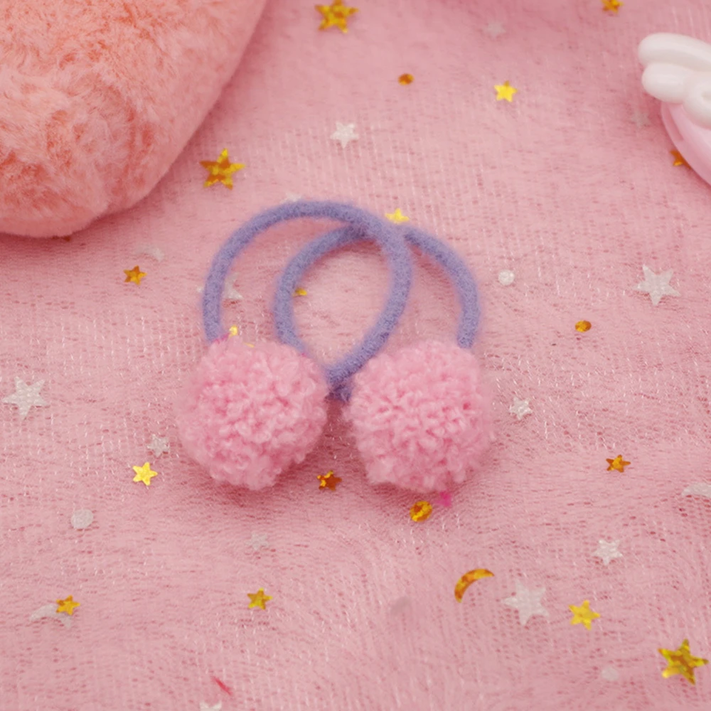 1PCS Long Hair Ball Shape Plush Elastic Bands For Girl Handmade Bow Headband Scrunchy Kids Accessories Women 2019 | Детская одежда и