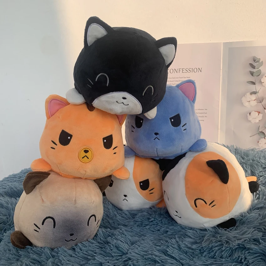 

Симпатичная плюшевая кукла-кошка, плюшевая игрушка-пулпо, мягкая плюшевая Двусторонняя кукла-кошка с откидной крышкой, кукла для девочек, у...