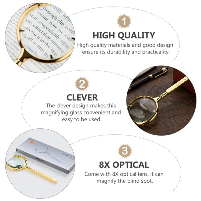 Ручной мощный 8 раз увеличительное Стекло может быть использован для чтения книг