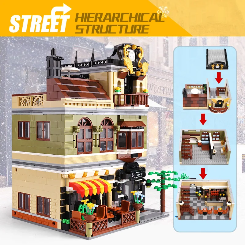 Yeshin QL0937 MOC уличная серия набор моделей китайского ресторана в сборе строительные