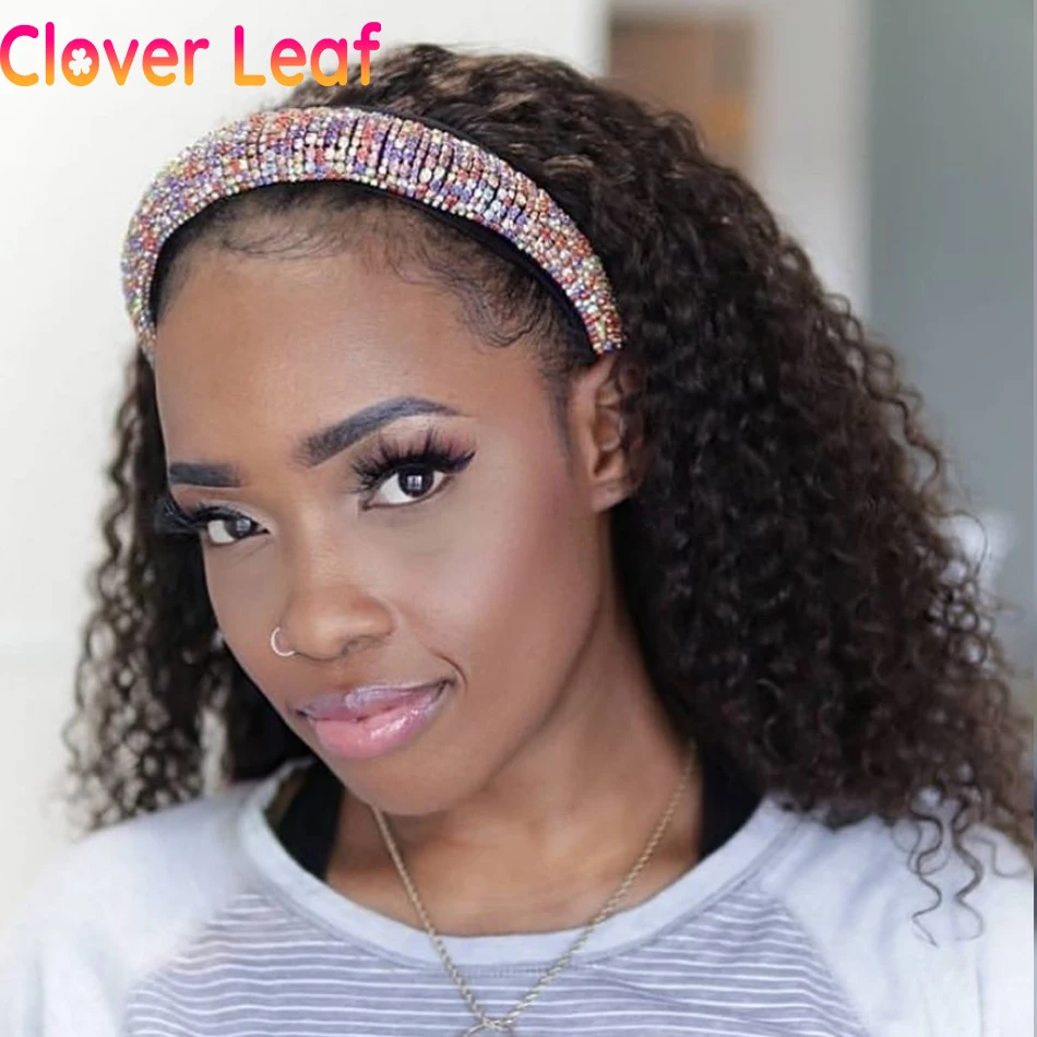 

Кудрявый парик с головной повязкой 150% волос Реми волосы парик с головной повязкой человеческие волосы курчавые вьющиеся повязка на голову ...