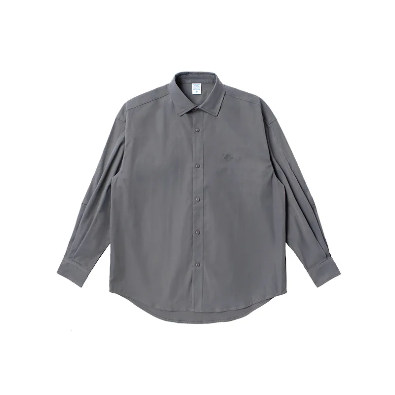 

Cool men's shirt 2020 latest simple trendy embroidery solid color long-sleeved shirt men's clothing street loose casual shirt