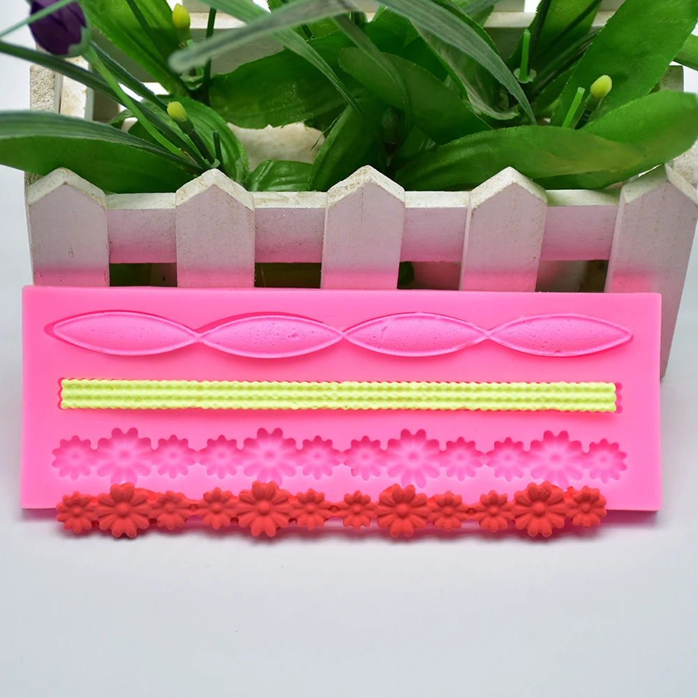 3D кружевные цветочные бусины цепочка силиконовая помадная форма украшение для