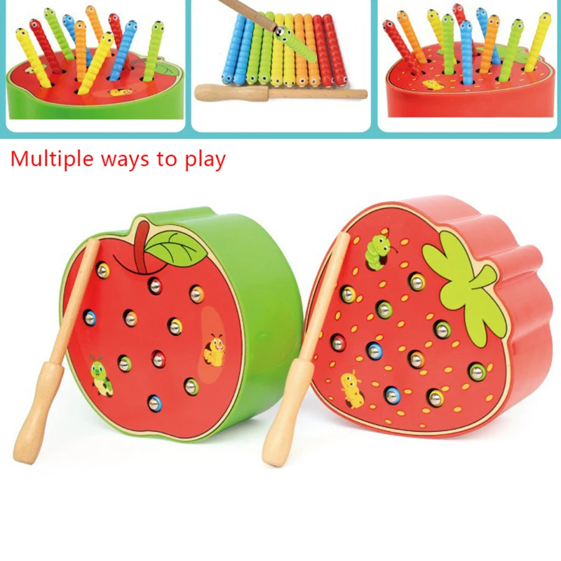 

1 набор, Детские деревянные игрушки, 3D Пазлы для раннего развития детей, развивающие игрушки, цветная Когнитивная игра «Поймай червячка», ма...