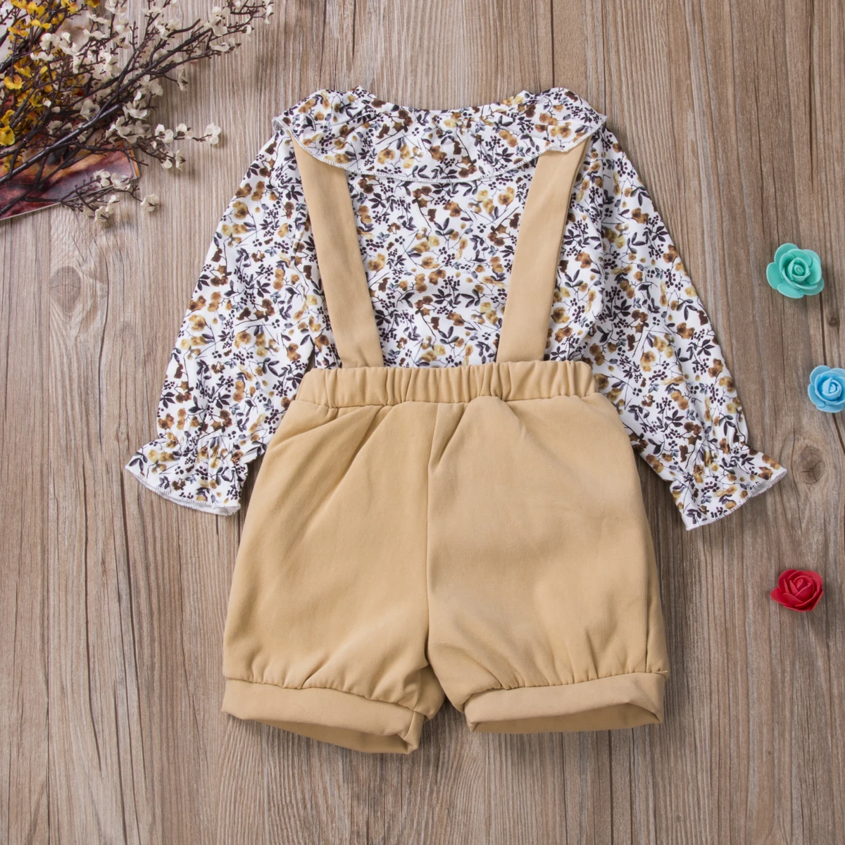 Детский комплект одежды От 1 до 5 лет для маленьких девочек Топ с длинным рукавом и