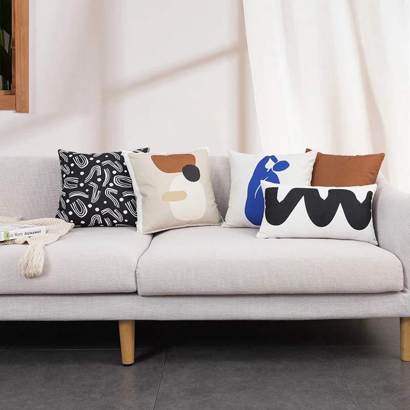 

Наволочка для подушки с абстрактным геометрическим рисунком, декоративное искусственное кресло, однотонная подушка для поясницы