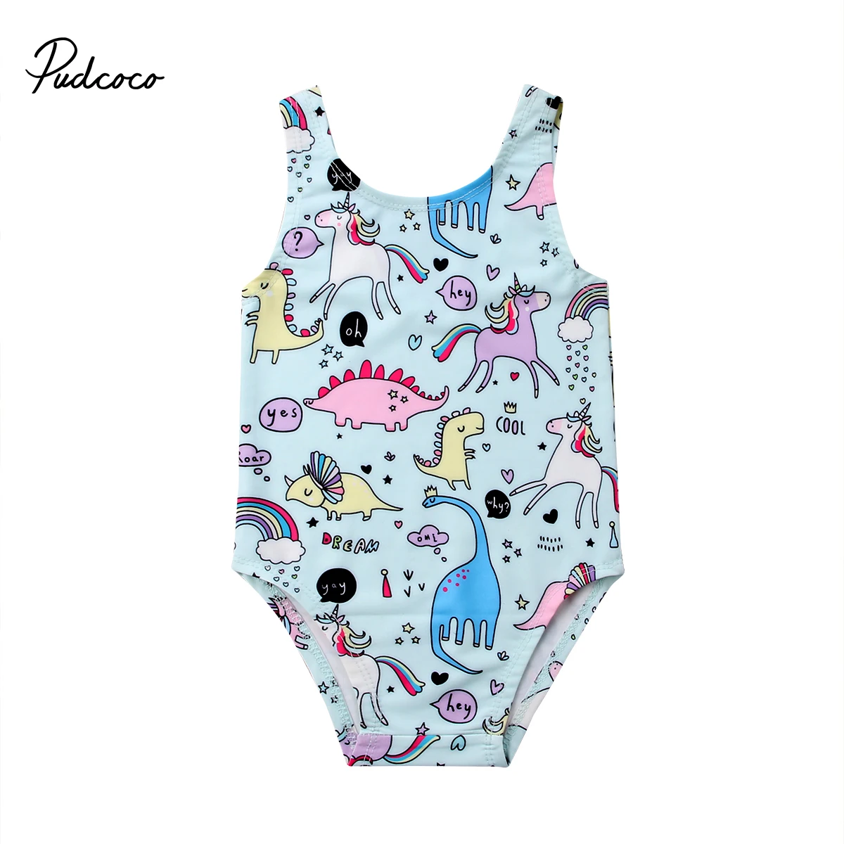 2020 летний купальник для маленьких девочек с изображением динозавра комплект